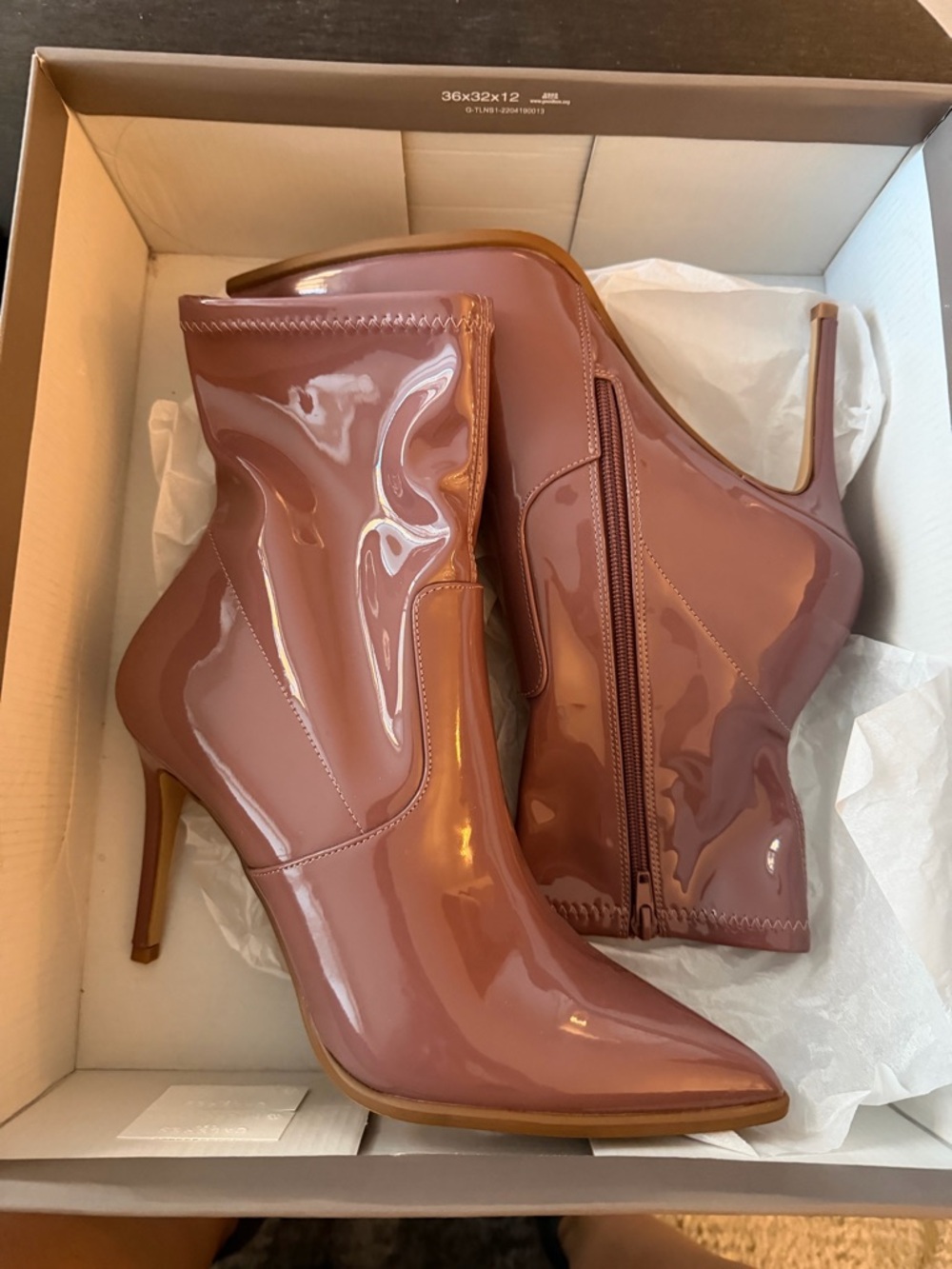 Steve Madden Mauve Patent Pointed-Toe Stiletto Booties